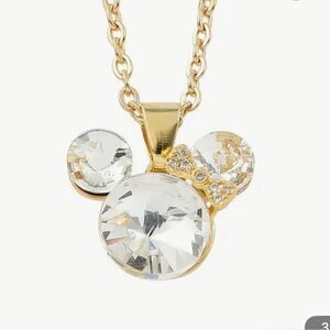 Disney Mickey Mouse Gold and Silver Crystal Pendant Necklace